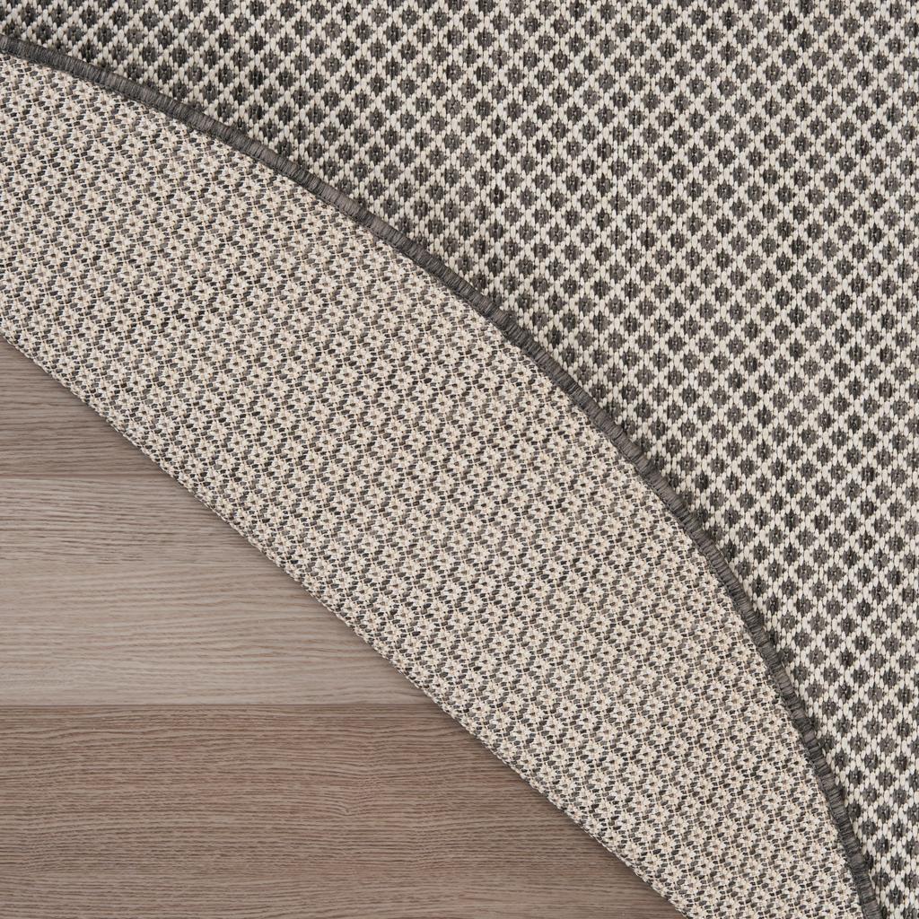 Nourison Home Courtyard COU01 Ivory Charcoal Indoor/Outdoor Round Area Rug - Modern Power Loomed Machine Made Low Pile