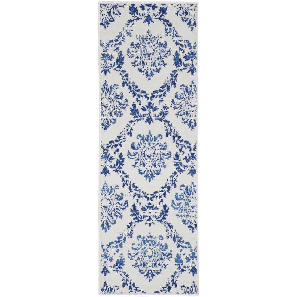 Nourison Home Whimsicle WHS01 Ivory Navy Indoor Runner - Farmhouse Power Loomed Machine Made Low Pile