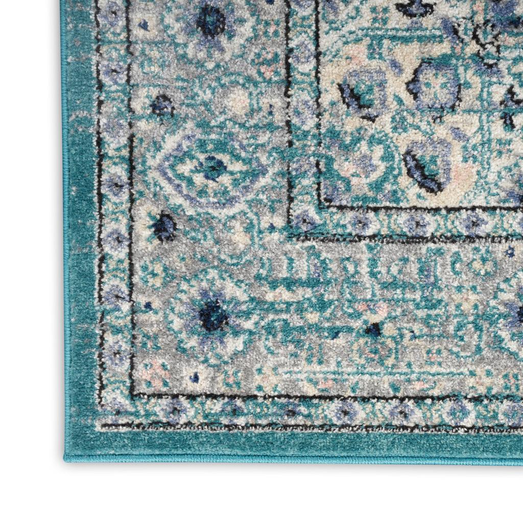 Nourison Home Passion PSN03 Turquoise Grey Indoor Runner - Bohemian Power Loomed Machine Made Medium Pile