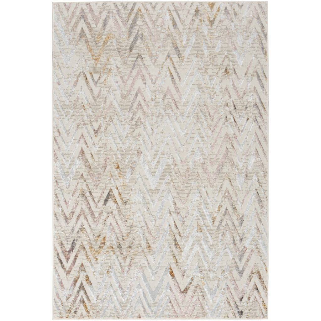 Nourison Home Glam GLM05 Multicolor Indoor Rectangle Area Rug - Low Pile Rug with Geometric Design