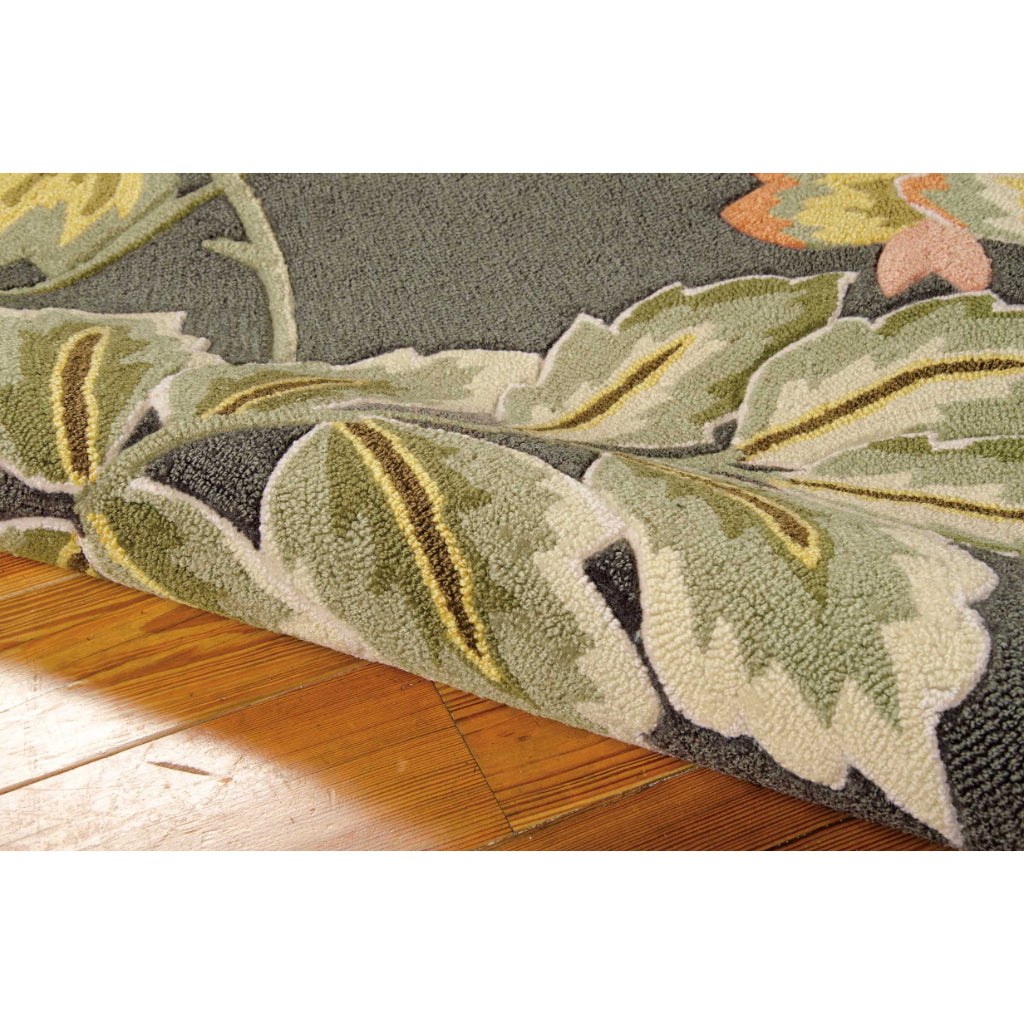 Nourison Home Fantasy FA11 Multicolor Indoor Rectangle Area Rug - Hand Hooked Low Pile Floral Rug with Gray Background
