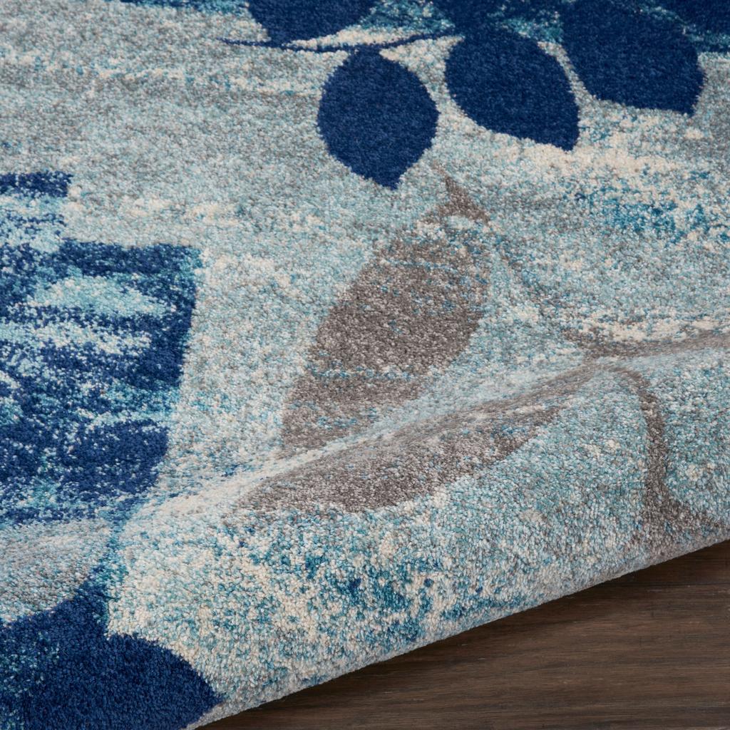 Nourison Home Tranquil TRA01 Navy Blue Navy/Light Blue Indoor Round Area Rug - Farmhouse Power Loomed Machine Made Medium Pile