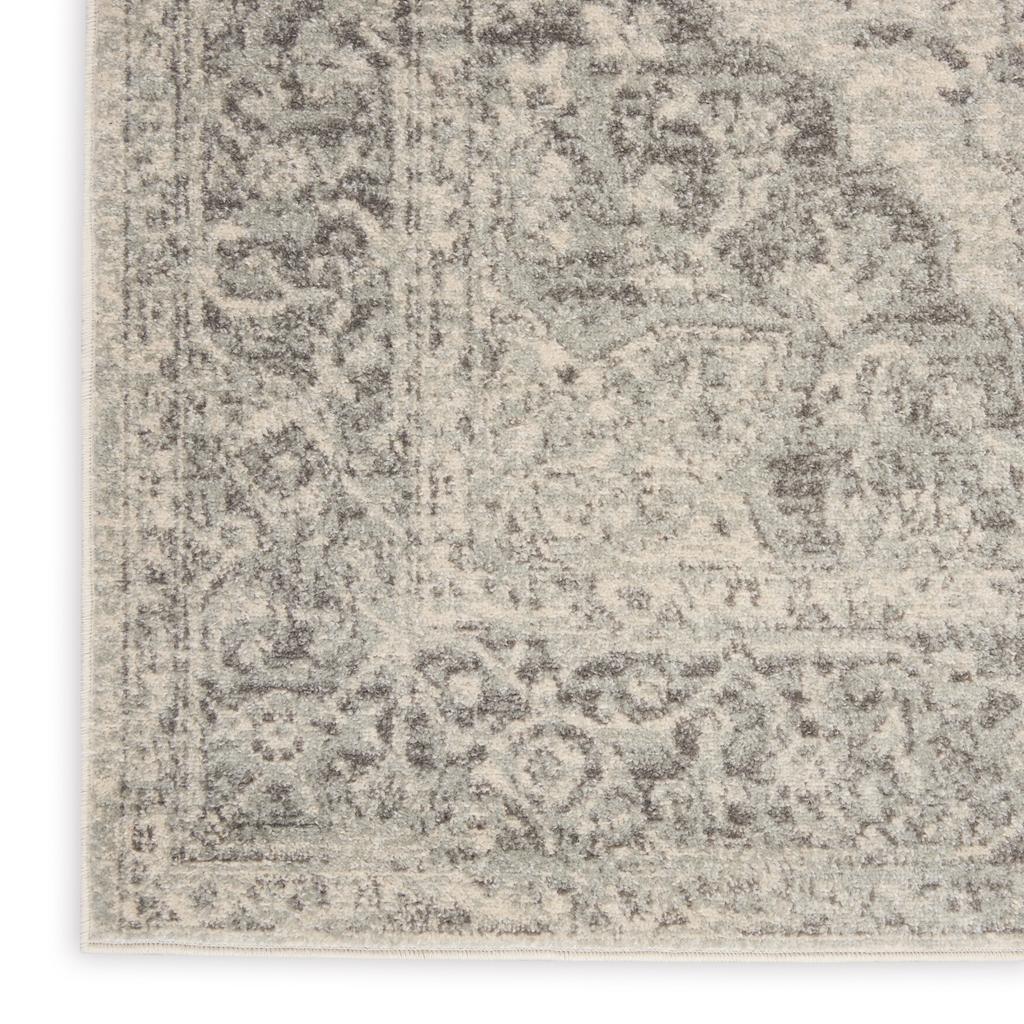 Nourison Home Tranquil TRA05 Grey and White Ivory/Grey Indoor Runner - Vintage Power Loomed Machine Made Medium Pile