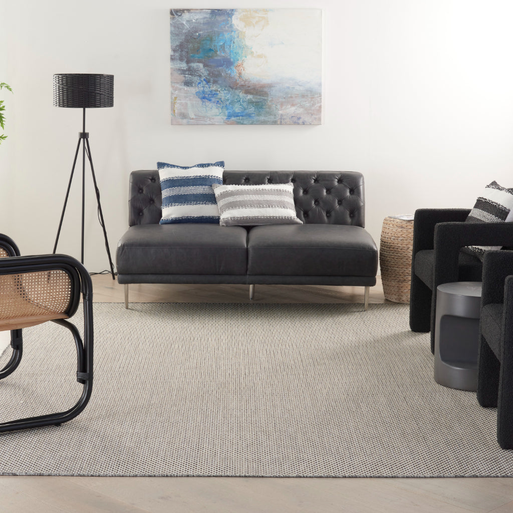 Nourison Home Courtyard COU01 Gray Indoor / Outdoor Rectangle Rug - Modern Style Power Loomed Low Pile Rug-