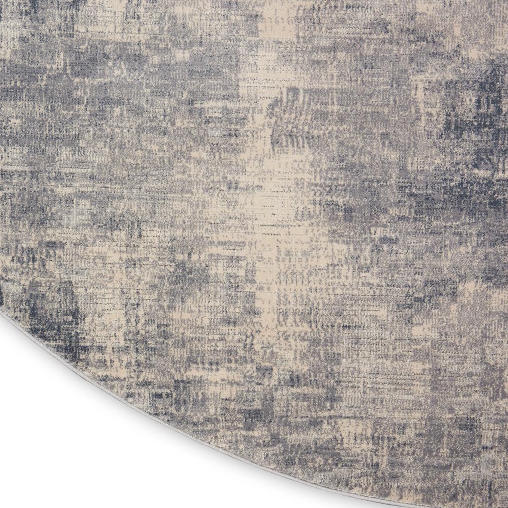 Nourison Home Rustic Textures RUS02 Slate Blue and Ivory Blue Ivory Indoor Round Area Rug - Modern Power Loomed Machine Made Medium Pile