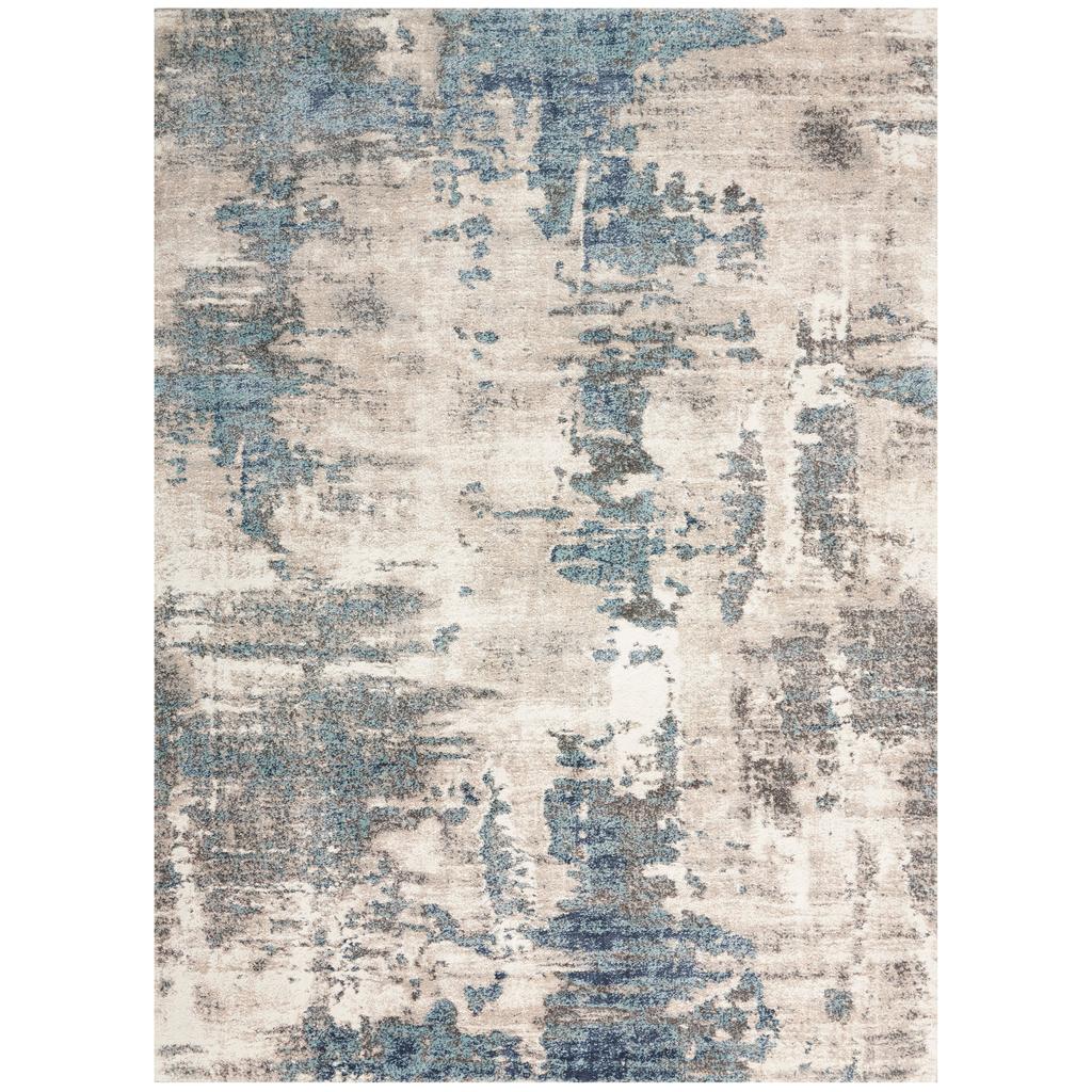 Nourison Home American Manor AMR04 Ivory Blue Indoor Rectangle Area Rug - Modern Power Loomed Machine Made Medium Pile