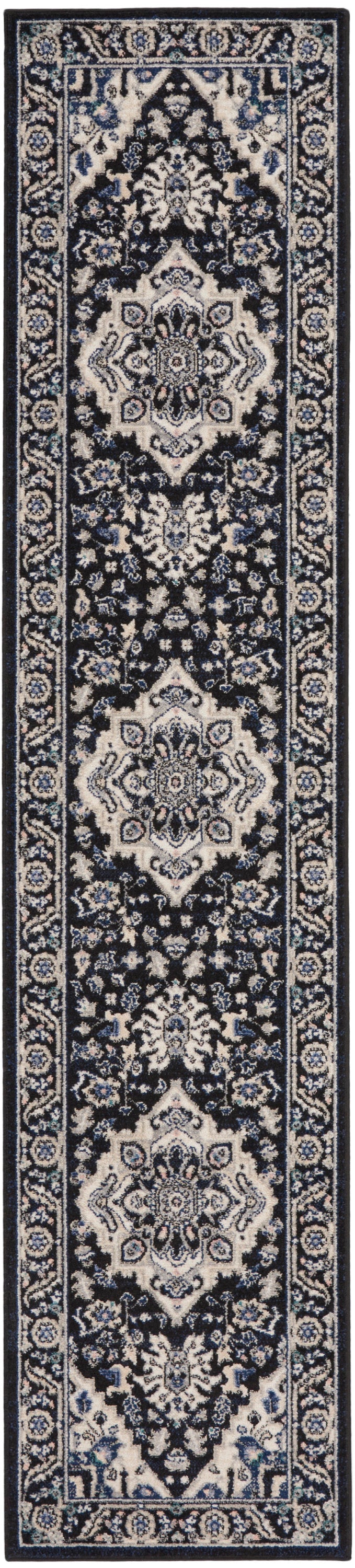 Nourison Home Passion PSN33 Black Ivory Indoor Runner - Bohemian Power Loomed Machine Made Medium Pile