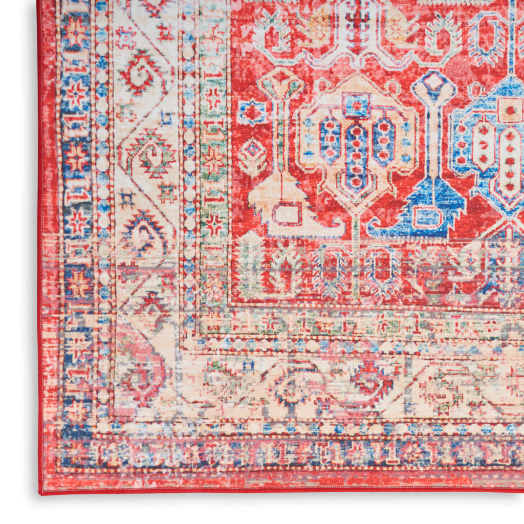 Nourison Home Fulton FUL09 Multicolor Indoor Rectangle Area Rug - Vintage Style Flatweave Low Pile Rug with Shades of Red