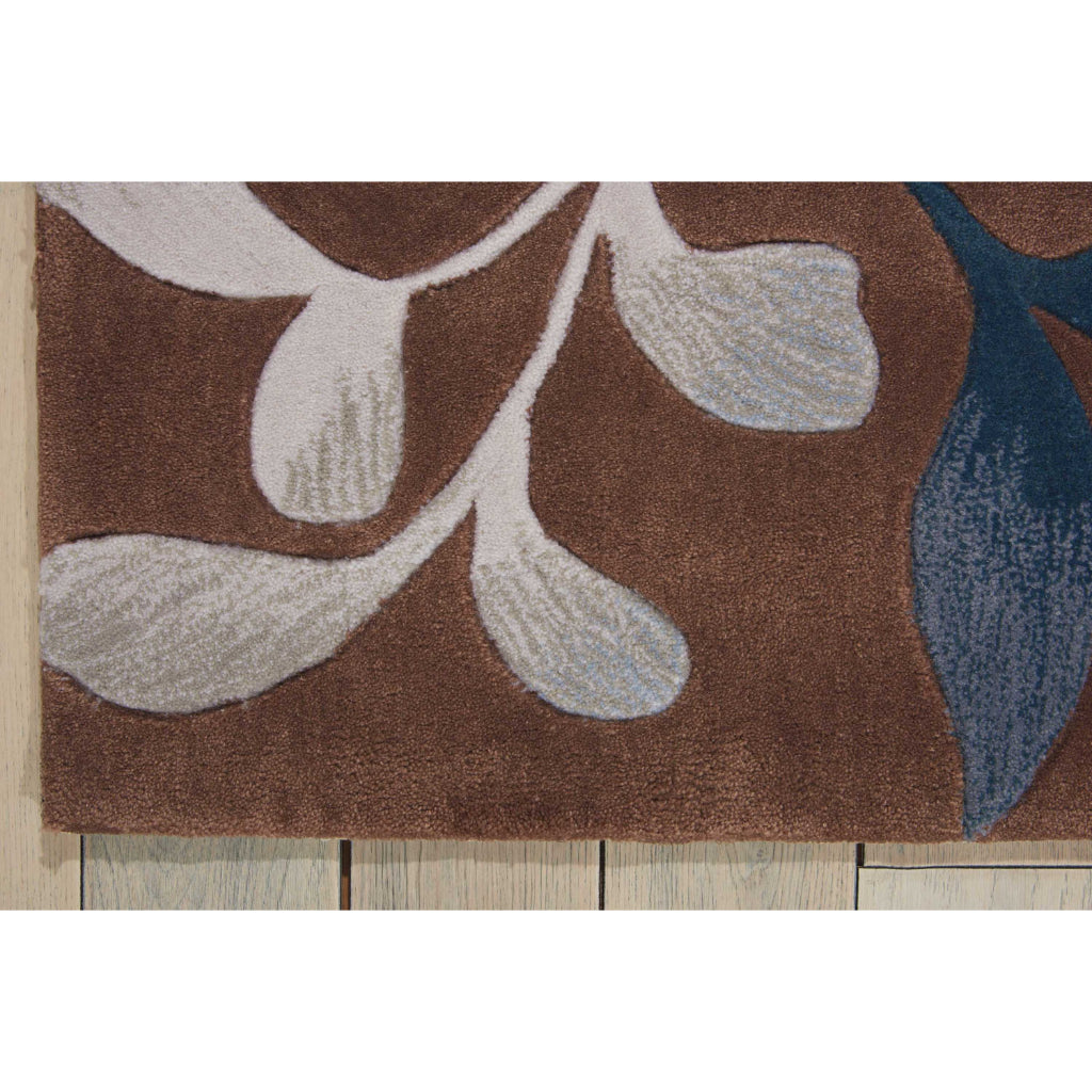 Nourison Home Contour CON02 Multicolor Indoor Rectangle Area Rug - Tufted Medium Pile Living Room Rug with Blue &amp; Gray Leaf Design