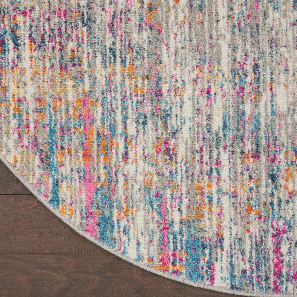 Nourison Home Passion PSN09 Ivory Multicolor Indoor Round Area Rug - Modern Power Loomed Machine Made Medium Pile