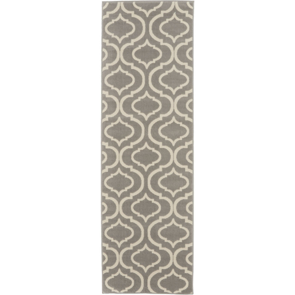 Nourison Home Jubilant JUB19 Gray Indoor Runner - Refined Contemporary Runner with Lantern Trellis Pattern