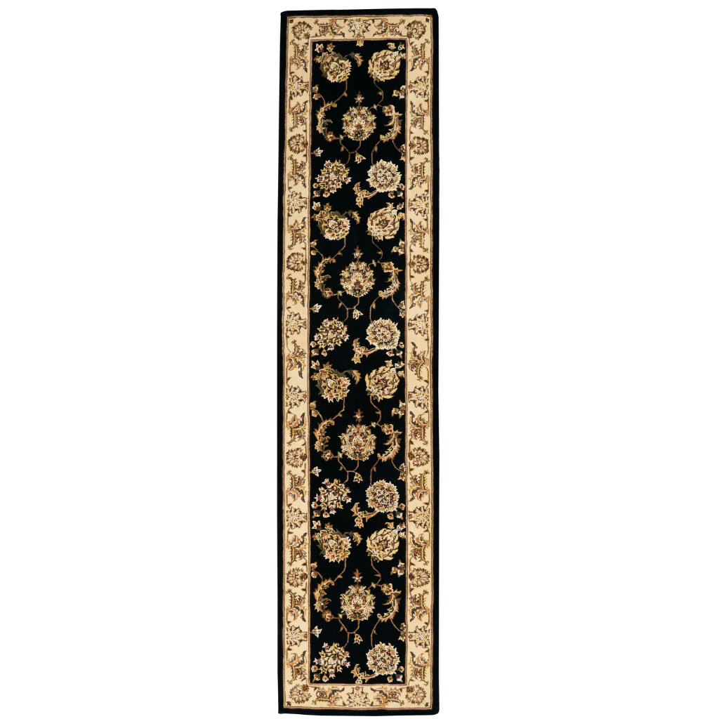 Nourison Home Nourison 2000 Multicolor 2022 Indoor Runner - Elegant Wool &amp; Silk Floral Runner with Black Background