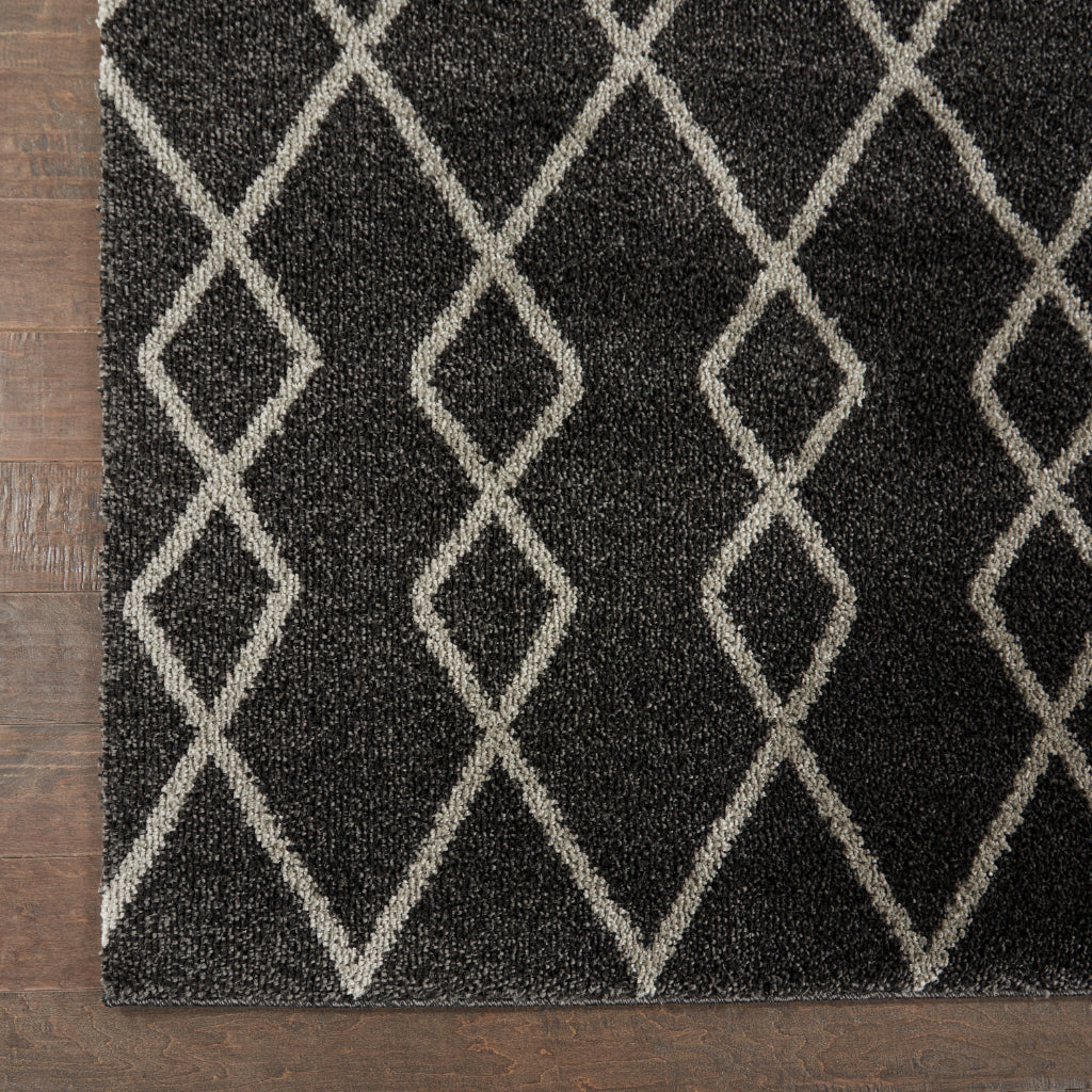 Nourison Home Geometric Shag GOS01 Black Indoor Runner - Finest High Pile Runner with Jute Backing