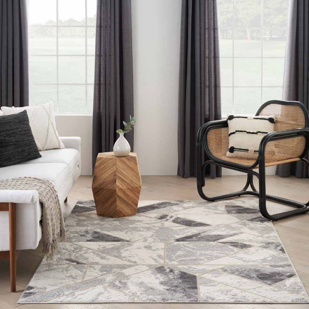 Nourison Home Elation ETN11 Multicolor Indoor Rectangle Area Rug - Low Pile Rug with Geometric Pattern-