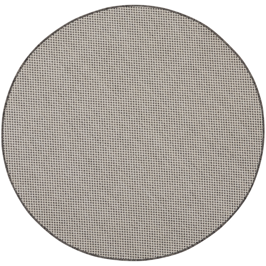 Nourison Home Courtyard COU01 Gray Indoor / Outdoor Round Rug - Modern Style Power Loomed Low Pile Rug