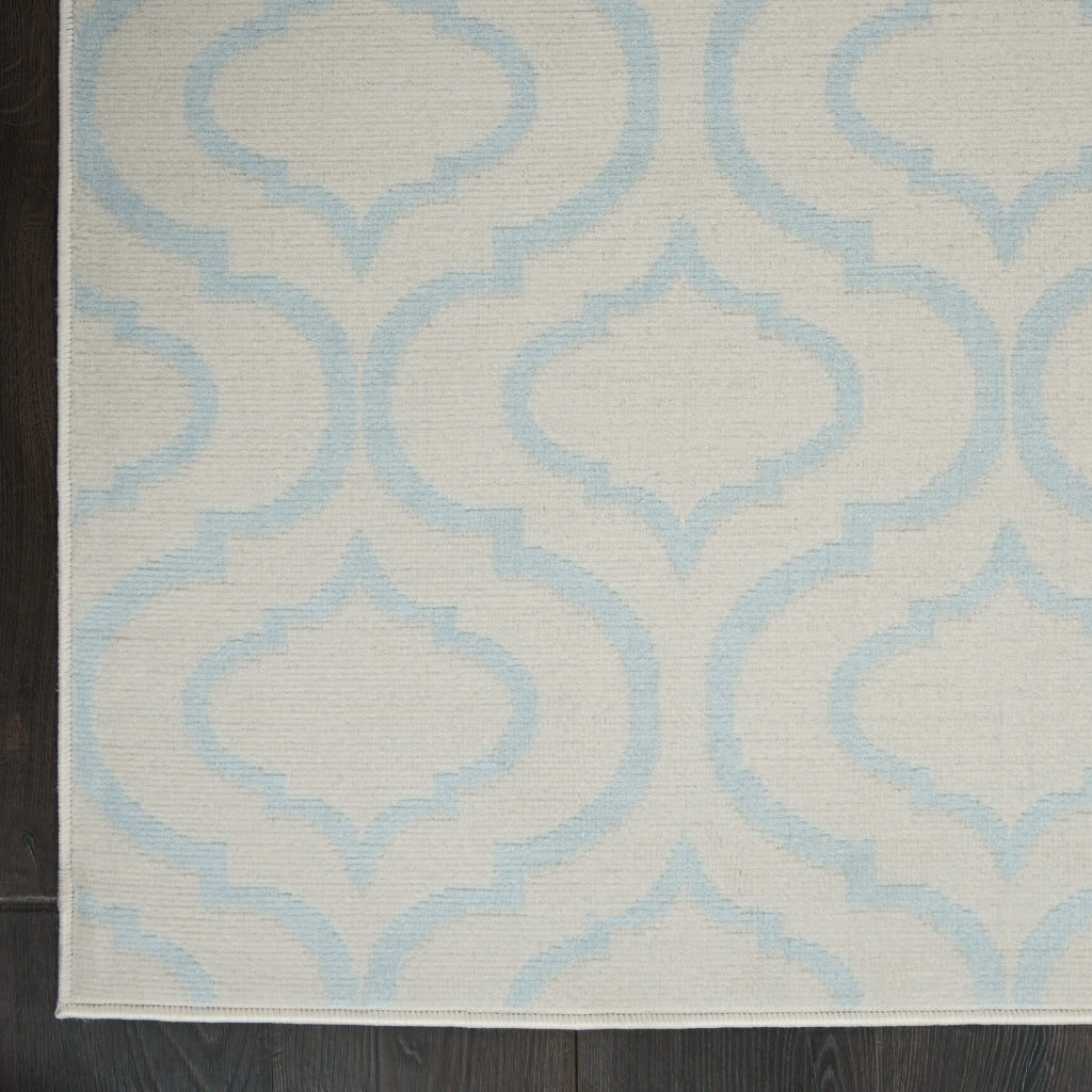 Nourison Home Jubilant JUB19 Ivory Blue Indoor Runner - Refined Contemporary Runner with Lantern Trellis Pattern