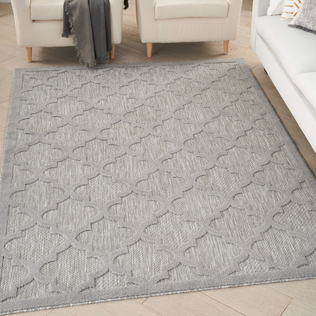 Nourison Home Easy Care NES01 Dark Gray Indoor / Outdoor Rectangle Rug - Modern Style Flatweave Low Pile Rug