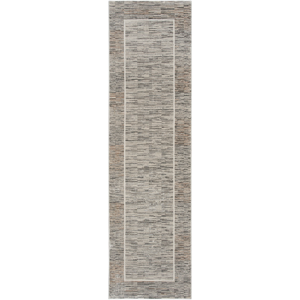 Nourison Home Desire DSR02 Two-Color Indoor Runner - Power Loomed Plush Pile Runner with Black & Gray Stripes-