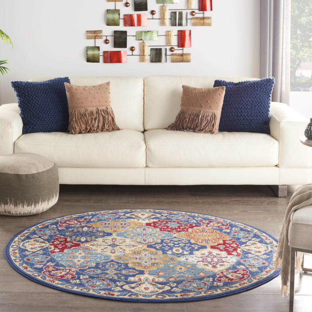 Nourison Home Grafix GRF31 Multicolor Indoor Round Area Rug - Vintage Bright Color Medium Pile Rug-