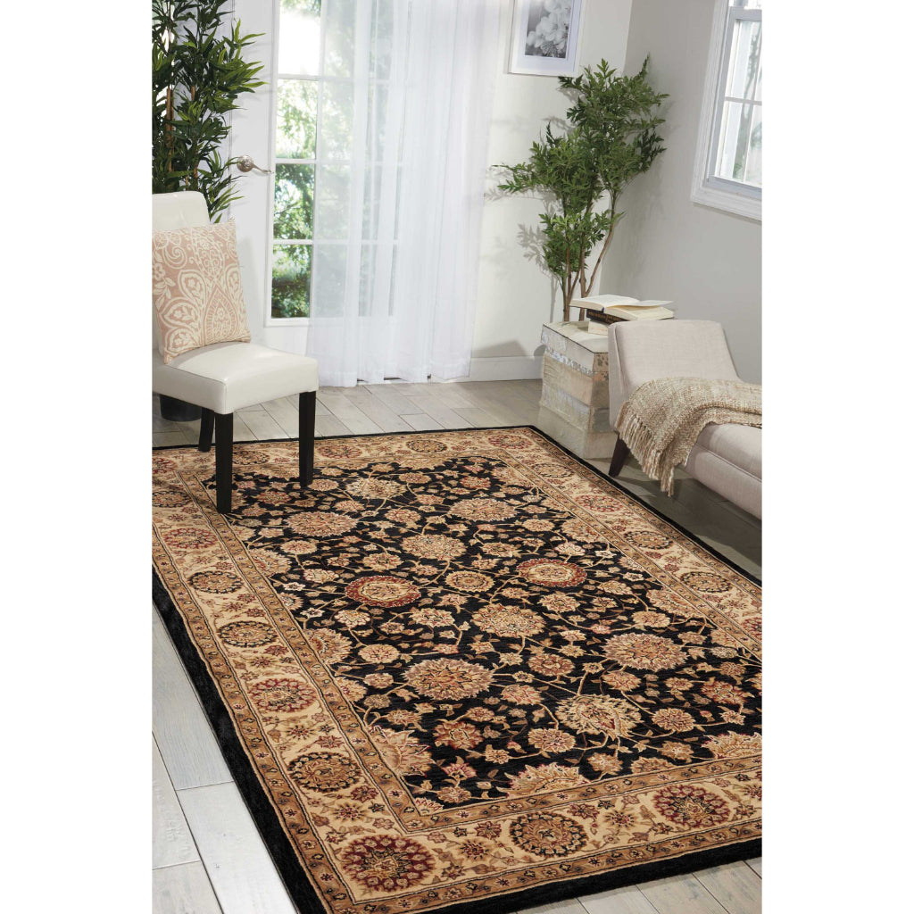 Nourison Home Nourison 2000 Multicolor 2204 Indoor Rectangle Area Rug - Opulent Wool &amp; Silk Floral Rug with Black Background