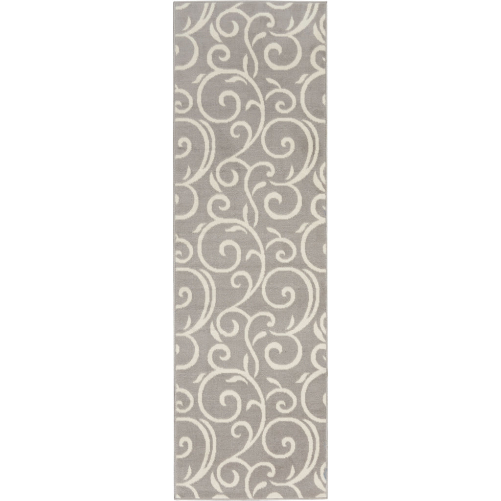 Nourison Home Grafix GRF19 Gray Indoor Runner - Power Loomed Medium Pile Runner-