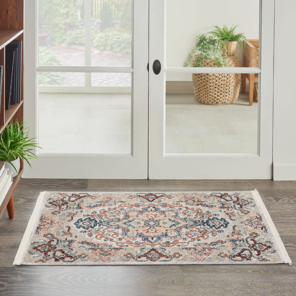 Nourison Home Geneva GNV02 Multicolor Power Loomed Rectangle Area Rug - Bohemian Style Indoor Rug with Gray &amp; Beige Palette