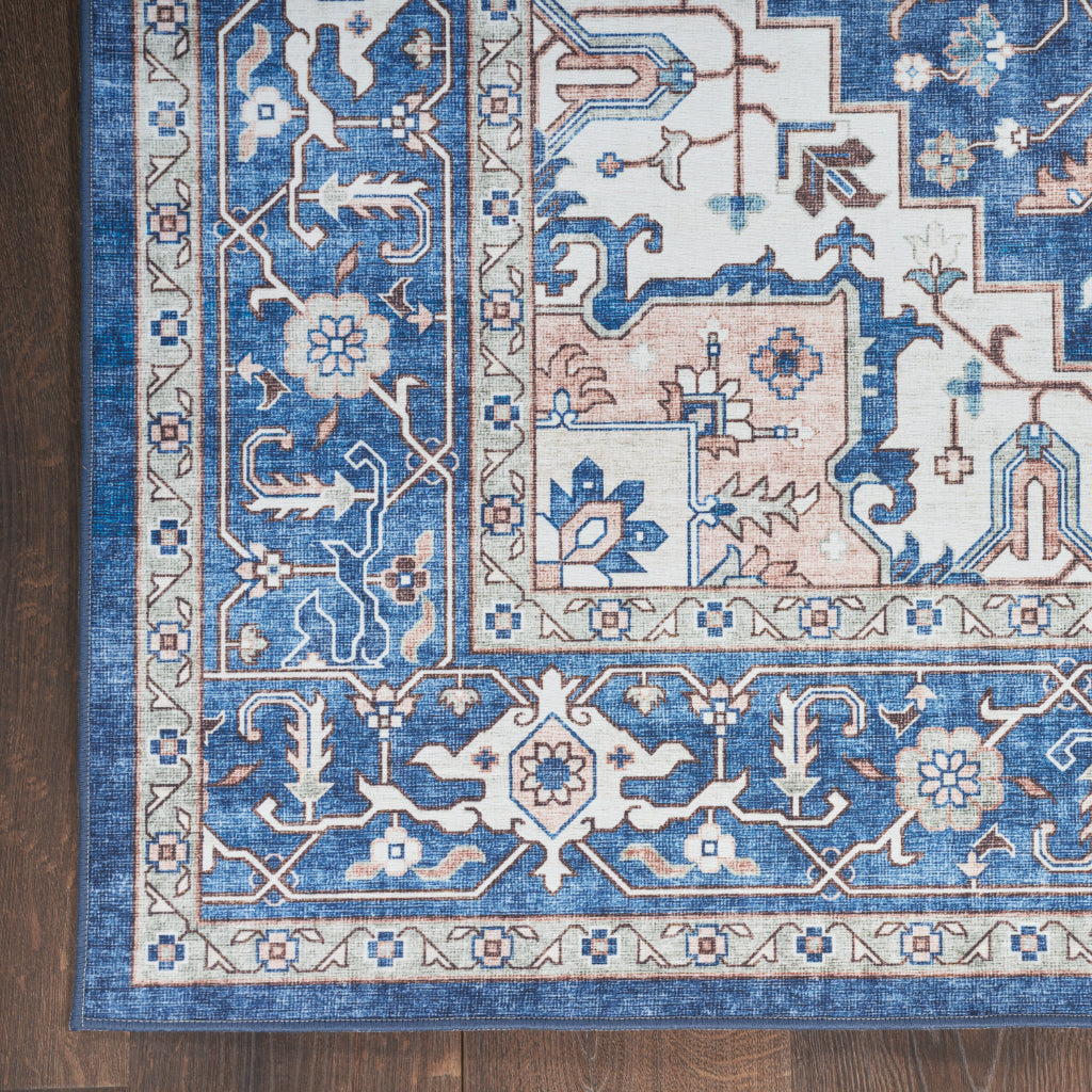 Nourison Home Fulton FUL10 Multicolor Indoor Runner - Vintage Style Flatweave Low Pile Hallway Runner with Shades of Blue