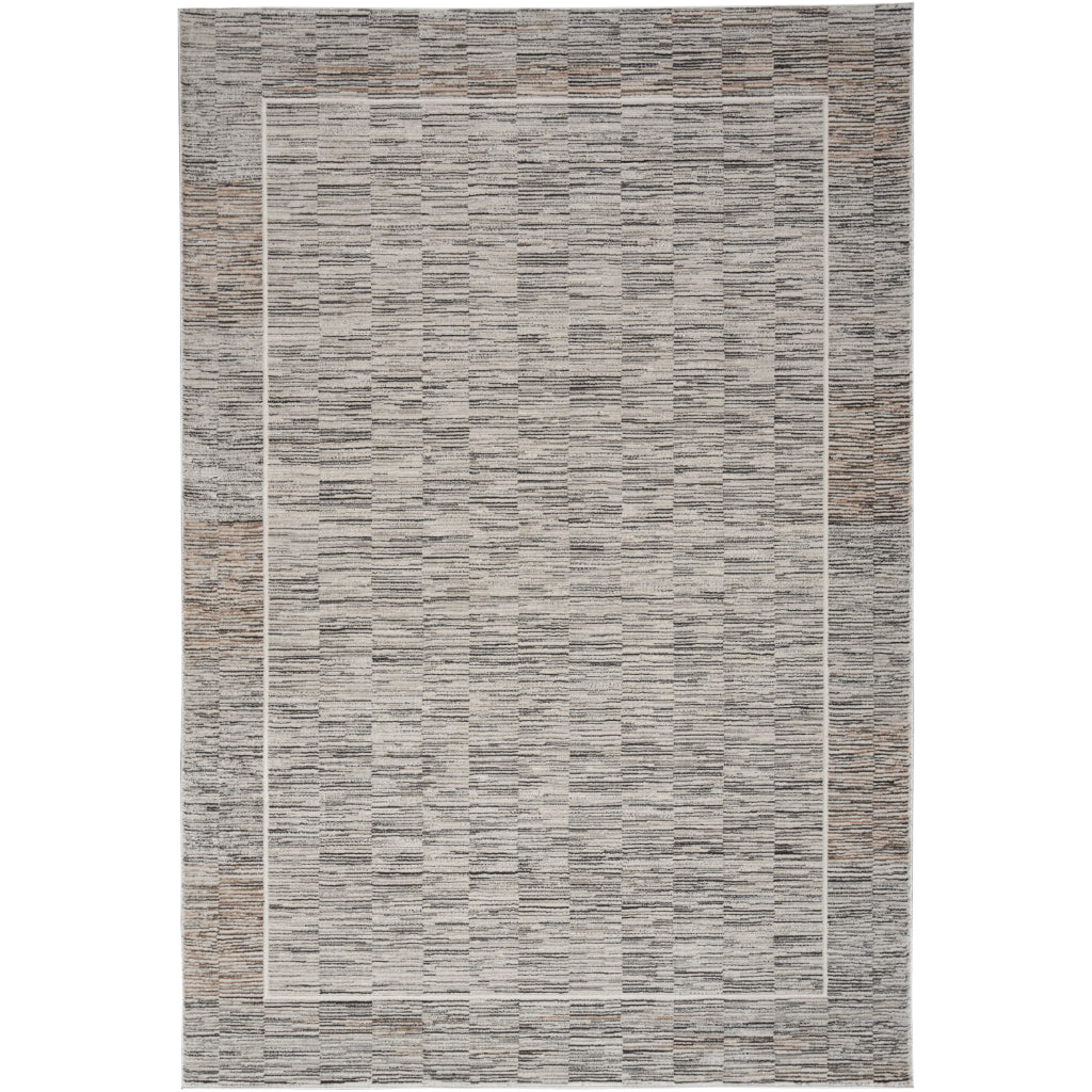 Nourison Home Desire DSR02 Two-Color Indoor Rectangle Area Rug - Power Loomed Plush Pile Rug with Black & Gray Stripes-