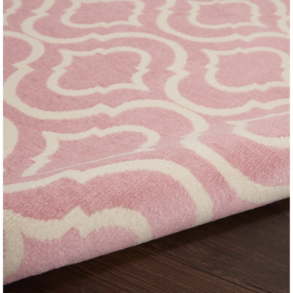 Nourison Home Jubilant JUB19 Pink Rectangle Indoor Area Rug - Refined Contemporary Rug with Lantern Trellis Pattern