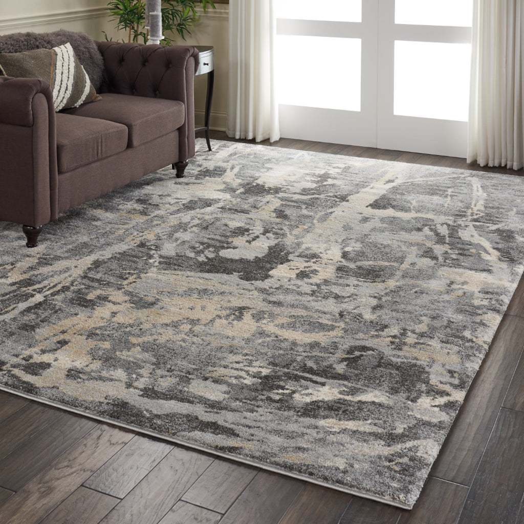 Nourison Home Fusion FSS10 Two-Color Indoor Rectangle Area Rug - Modern Style Power Loomed Medium Pile Rug with Abstract Design-