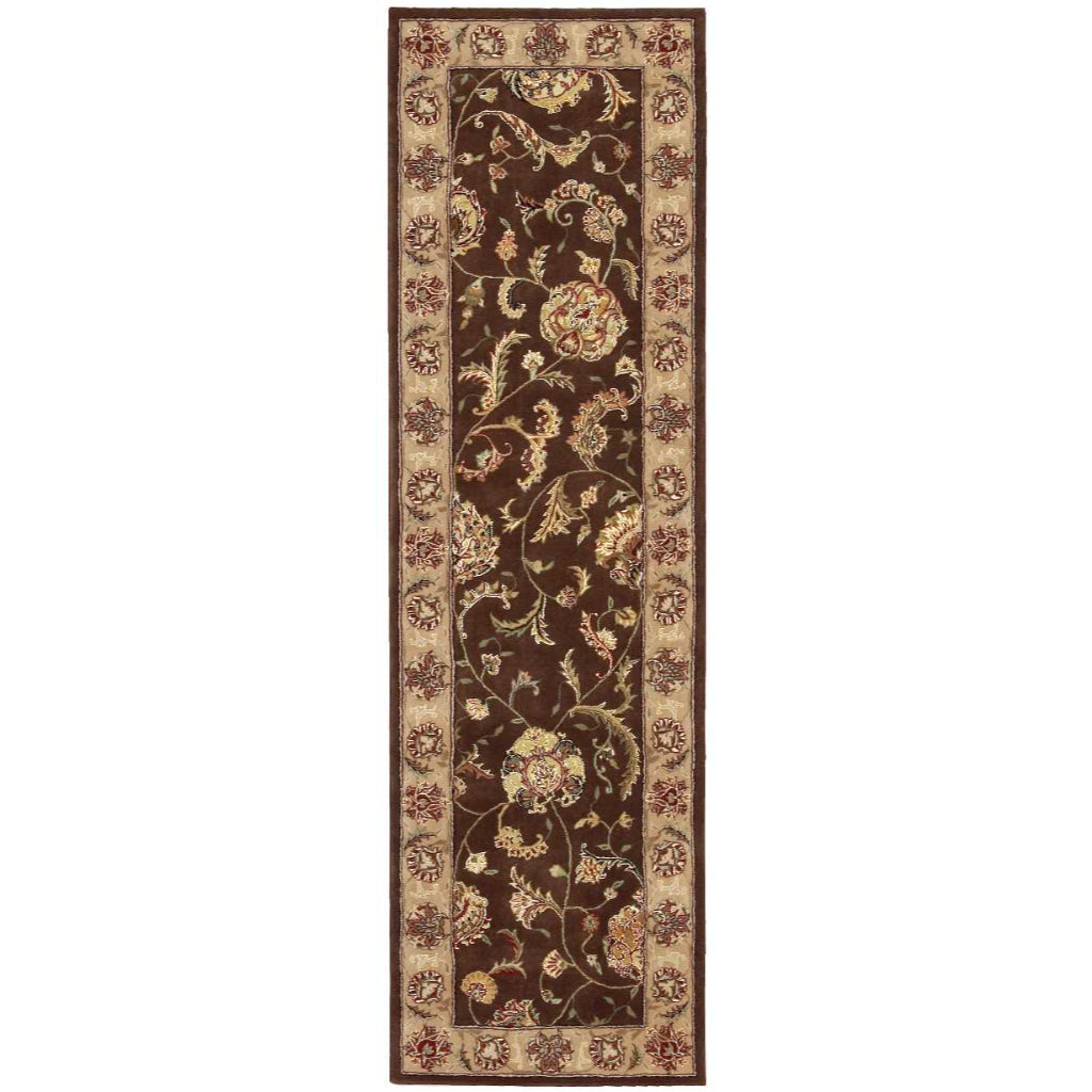 Nourison Home Nourison 2000 Multicolor 2206 Indoor Runner - Premium Wool & Silk Floral Runner with Dark Brown Background-