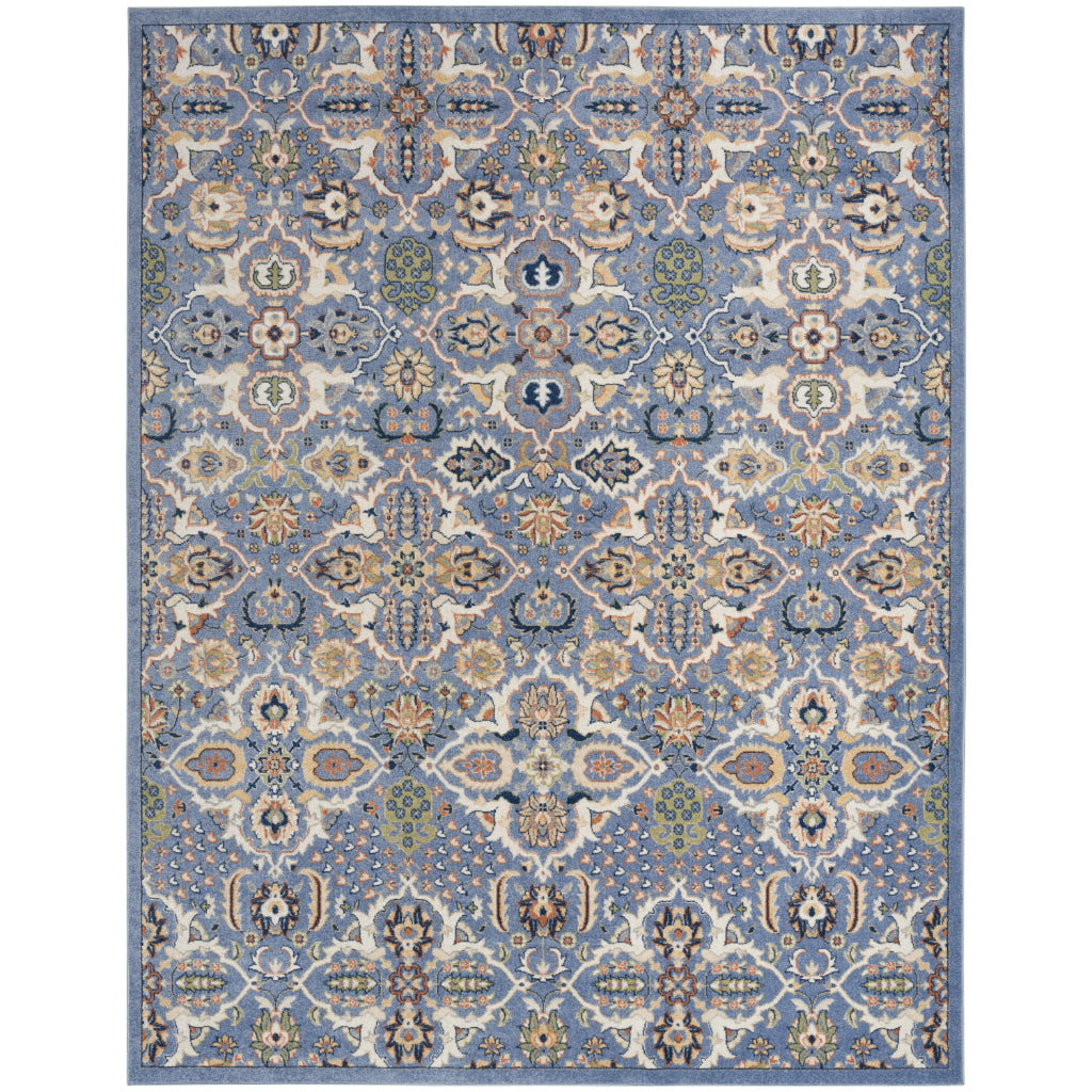 Nourison Home Allur ALR03 Power Loomed Multicolor Rectangle Area Rug - Indoor Low Pile Bohemian Style Rug in Light Blue Background