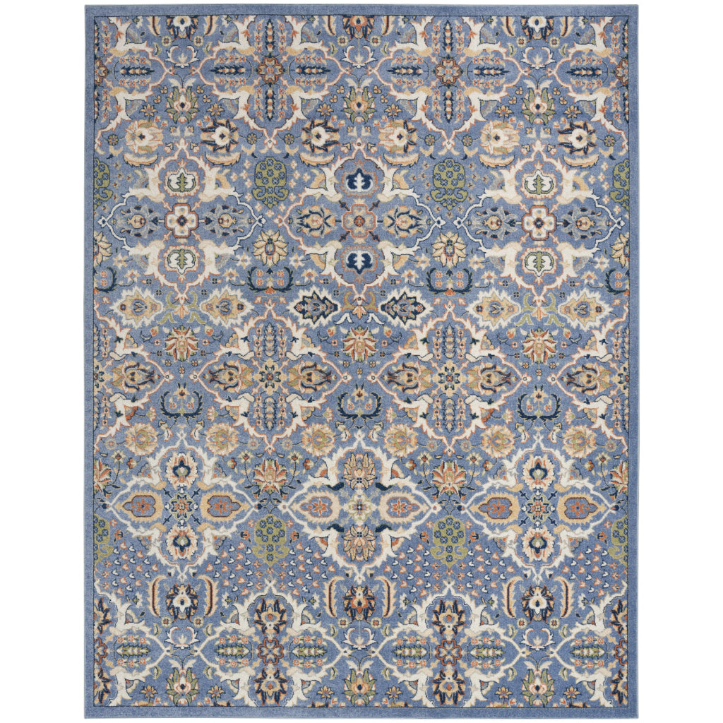Nourison Home Allur ALR03 Power Loomed Multicolor Rectangle Area Rug - Indoor Low Pile Bohemian Style Rug in Light Blue Background-