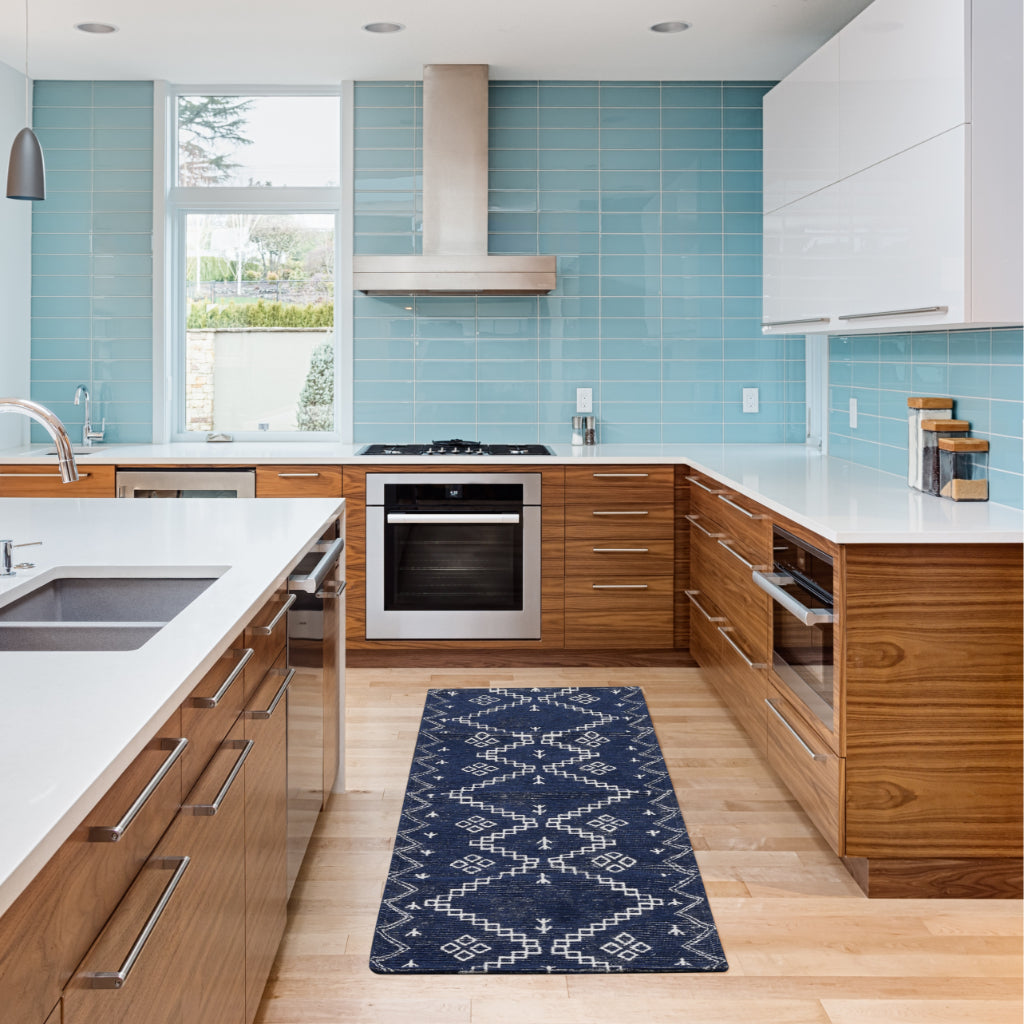 Nourison Home Brixton BRX01 Blue Indoor Accent Runner - Loom Woven Low Pile Tribal Runner-