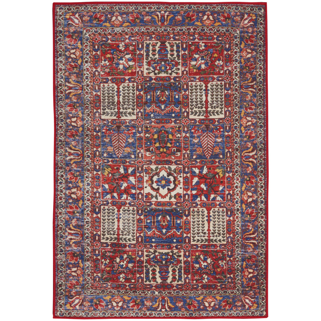 Nourison Home Fulton FUL05 Multicolor Indoor Rectangle Area Rug - Vintage Style Flatweave Low Pile Rug with Shades of Red