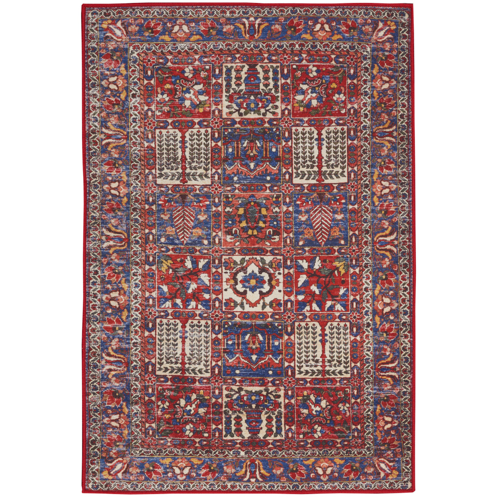 Nourison Home Fulton FUL05 Multicolor Indoor Rectangle Area Rug - Vintage Style Flatweave Low Pile Rug with Shades of Red-