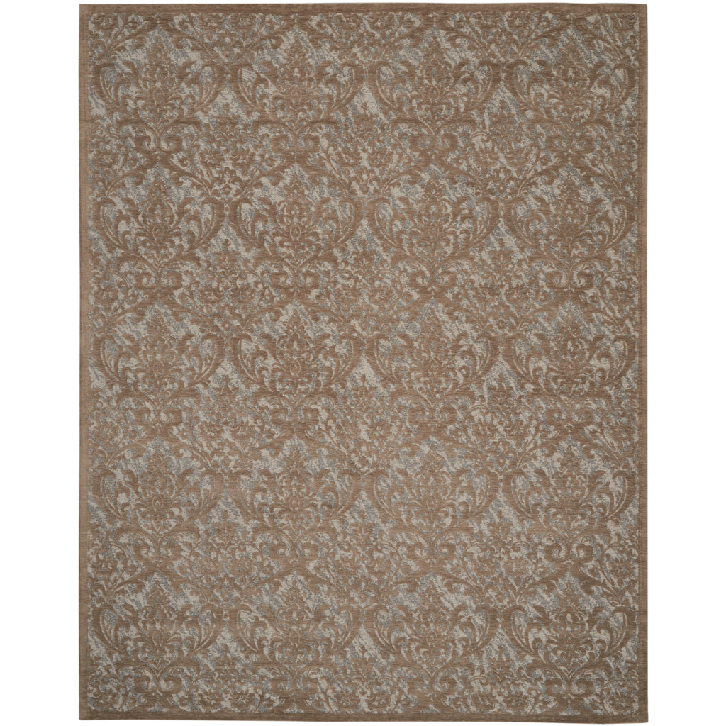 Nourison Home Damask DAS02 Brown Rectangle Indoor Area Rug - Power Loomed Low Pile Rug