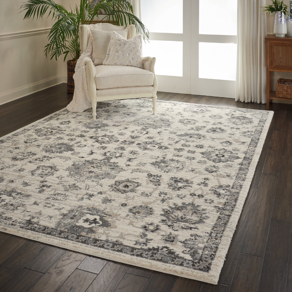 Nourison Home Fusion FSS15 Two-Color Indoor Rectangle Area Rug - Vintage Style Power Loomed Medium Pile Rug with Floral Design