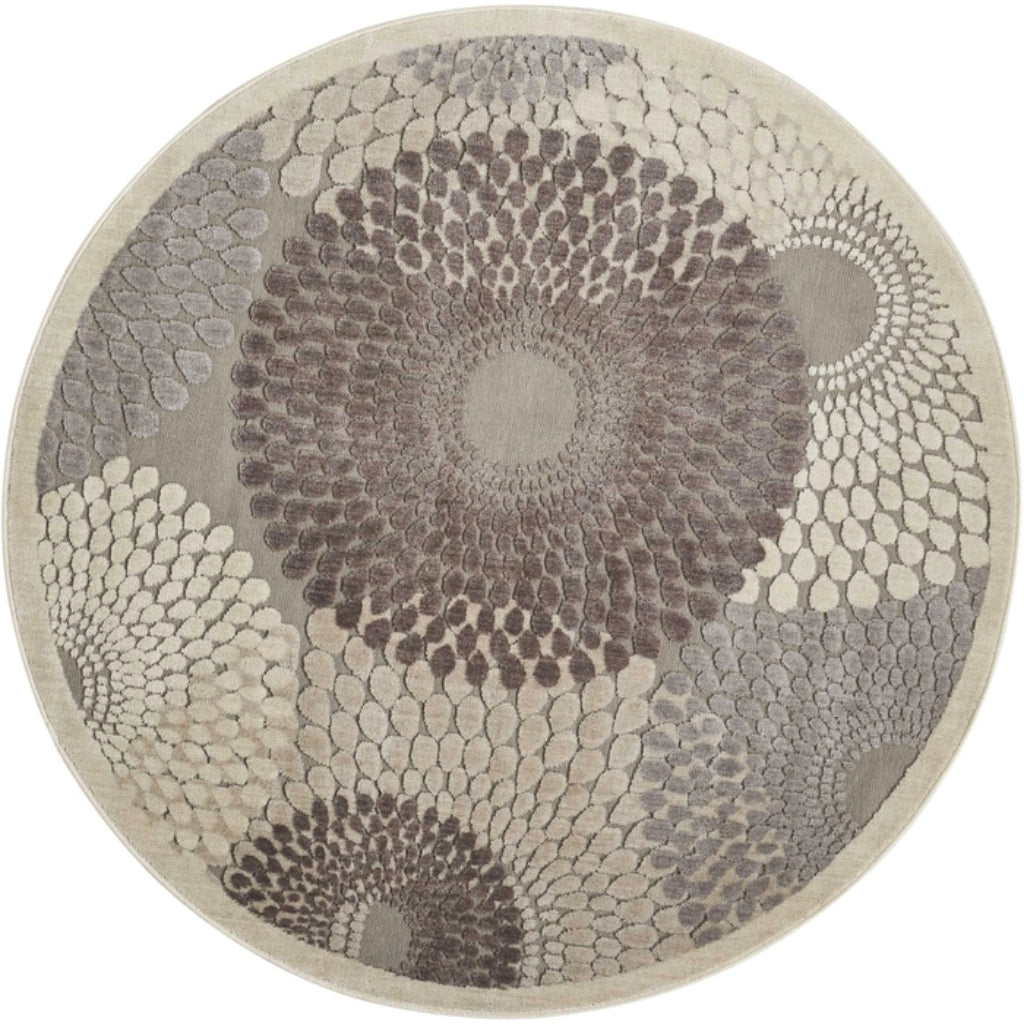Nourison Home Graphic Illusions GIL04 Grey Round Indoor Area Rug - Power Loomed Living Room Rug-