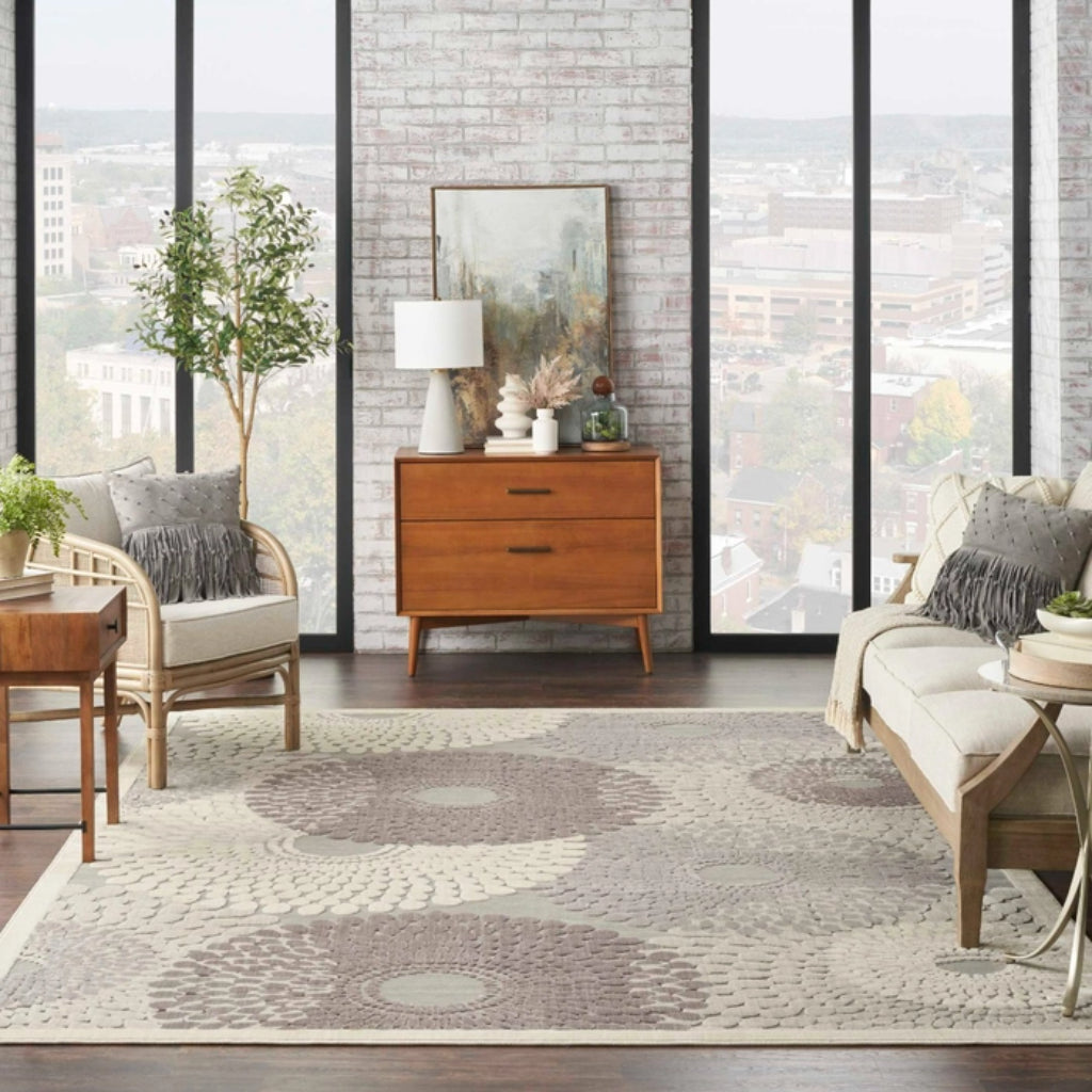 Nourison Home Graphic Illusions GIL04 Grey Rectangle Indoor Area Rug - Power Loomed Living Room Rug-