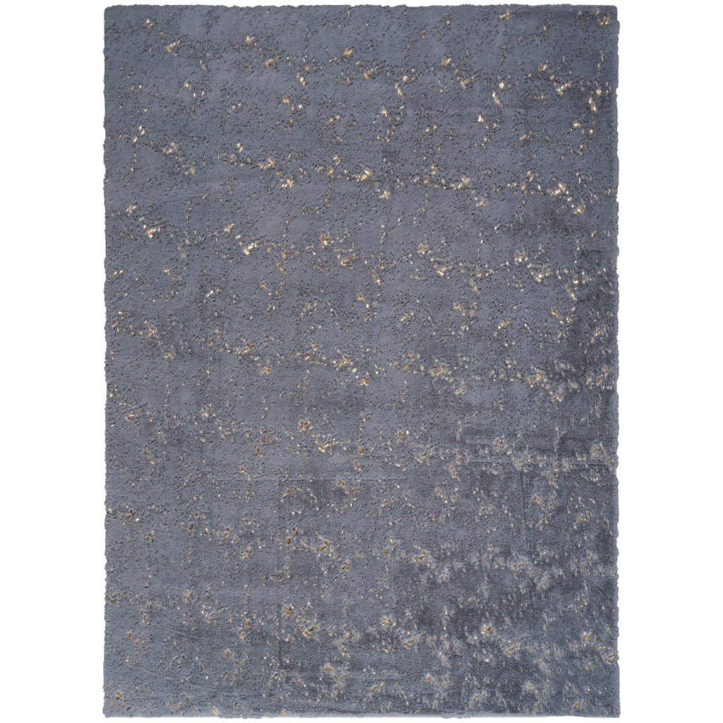 Nourison Home Cozy Shimmer CSH01 Blue Indoor Rectangle Shag Rug - Glam Hand Tufted High Pile Rug-