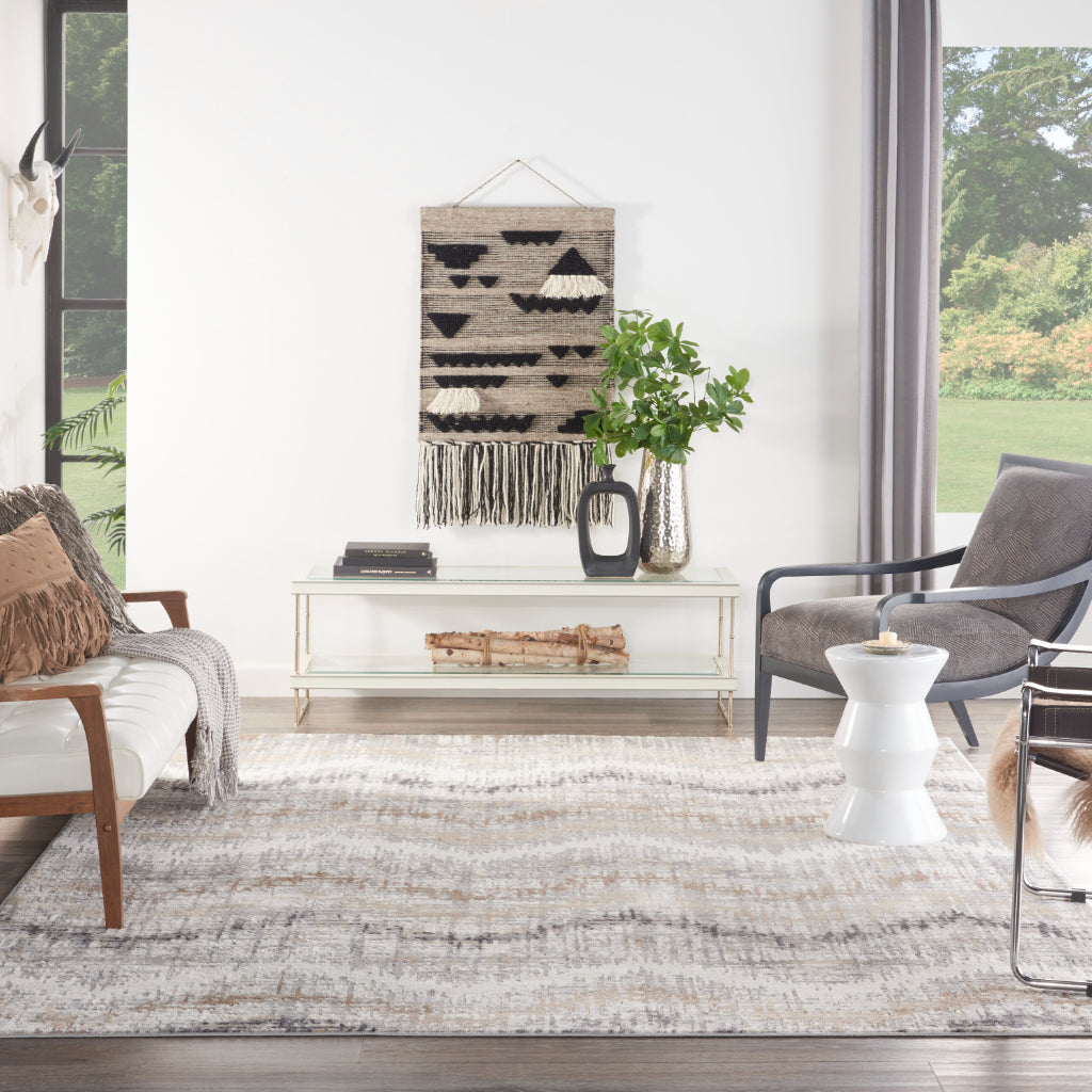 Nourison Home Elation ETN04 Multicolor Indoor Rectangle Area Rug - Power Loomed Low Pile Living Room Rug with Chevron Pattern-