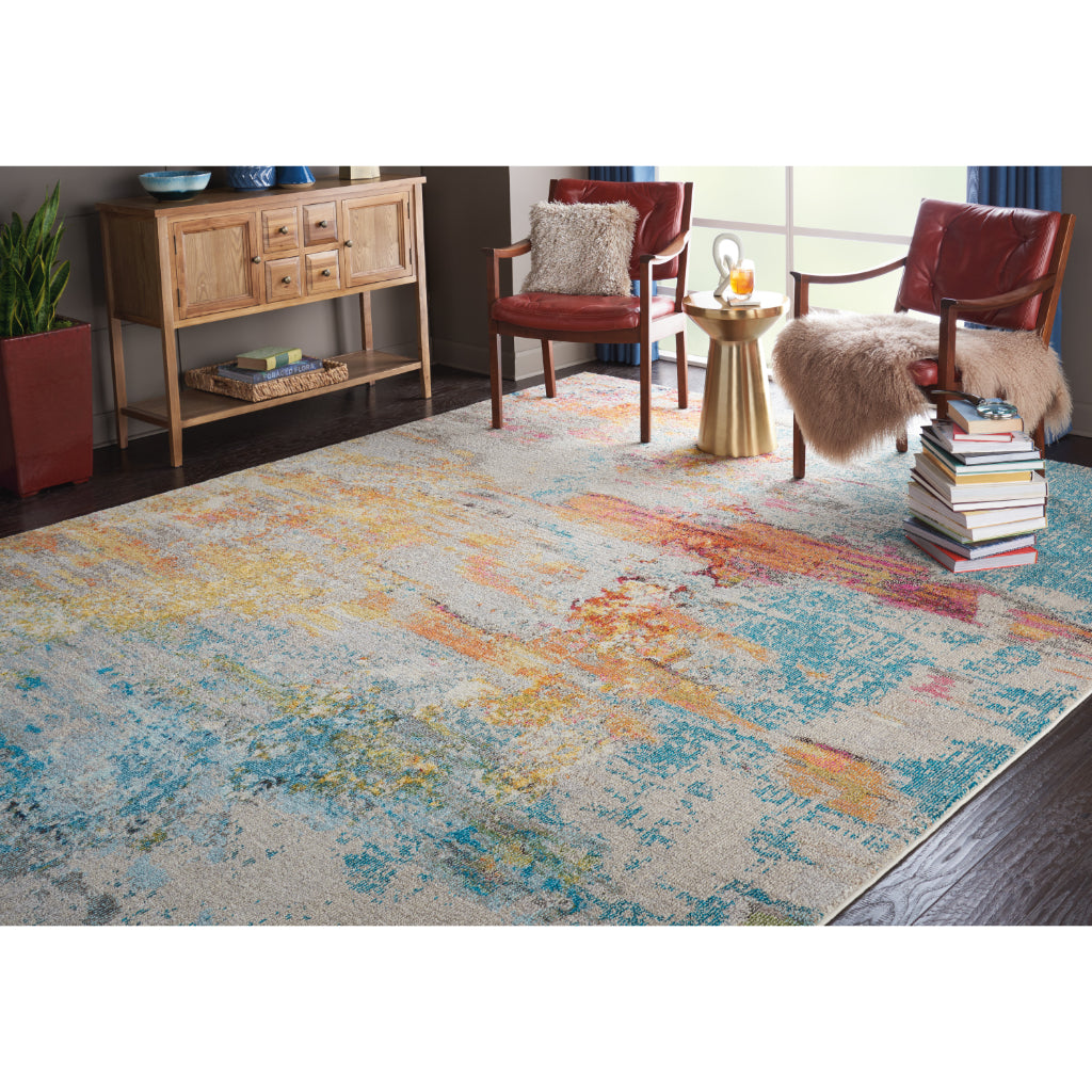 Nourison Home Celestial CES02 Multicolor Rectangle Indoor Area Rug - Power Loomed Modern Abstract Medium Pile Rug-