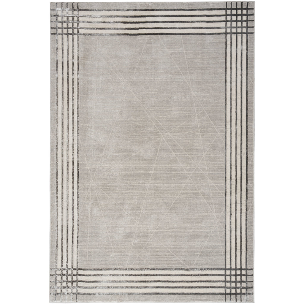 Nourison Home Desire DSR01 Gray Indoor Rectangle Area Rug - Power Loomed Plush Pile Rug with White &amp; Gray Border