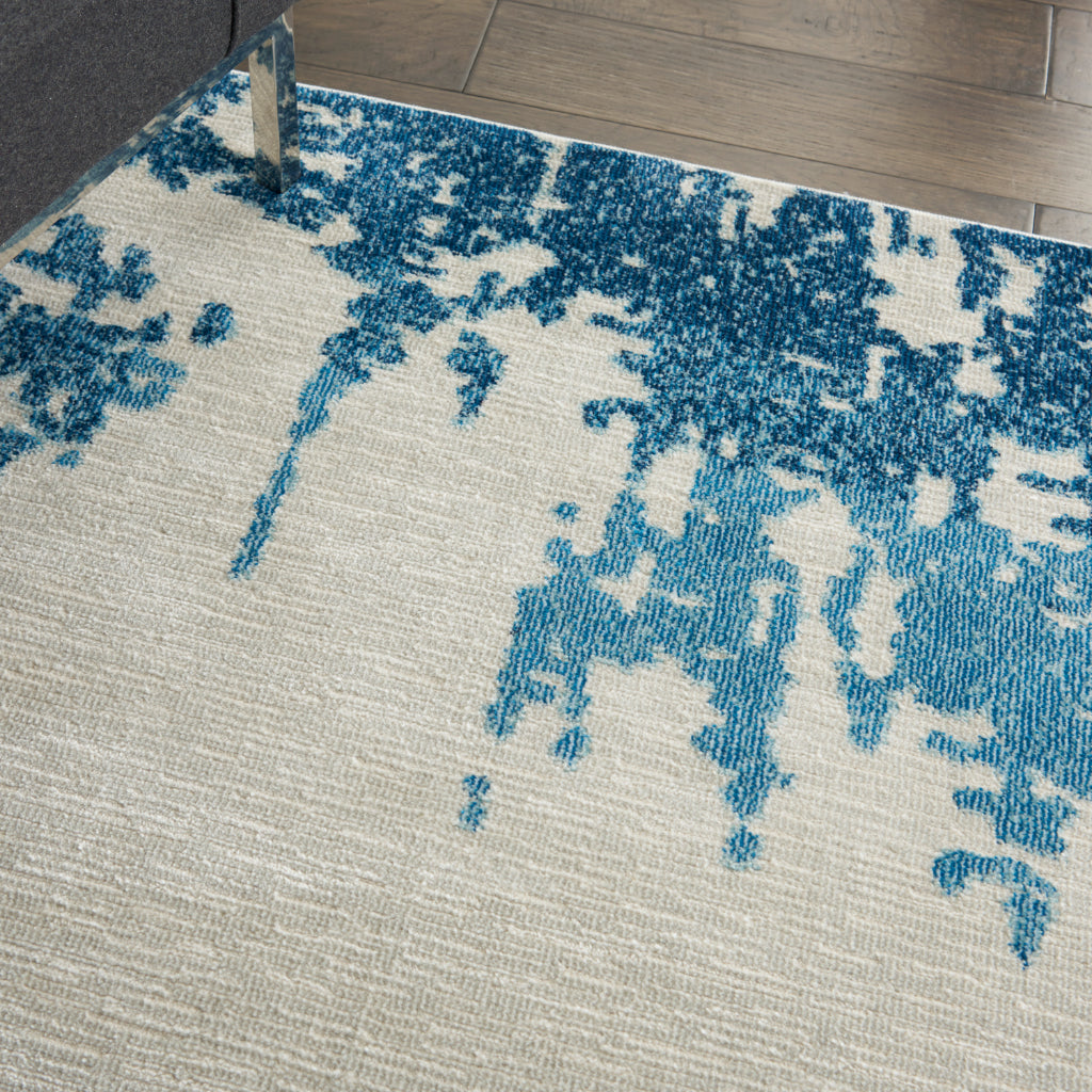 Nourison Home Imprints IMT03 Blue Rectangle Indoor Area Rug - Modern Style Medium Pile Abstract Rug