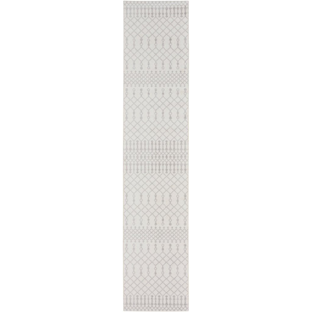 Nourison Home Astra ASW10 Light Gray Machine Washable Power Loomed Runner - Elegant Indoor Bohemian Runner