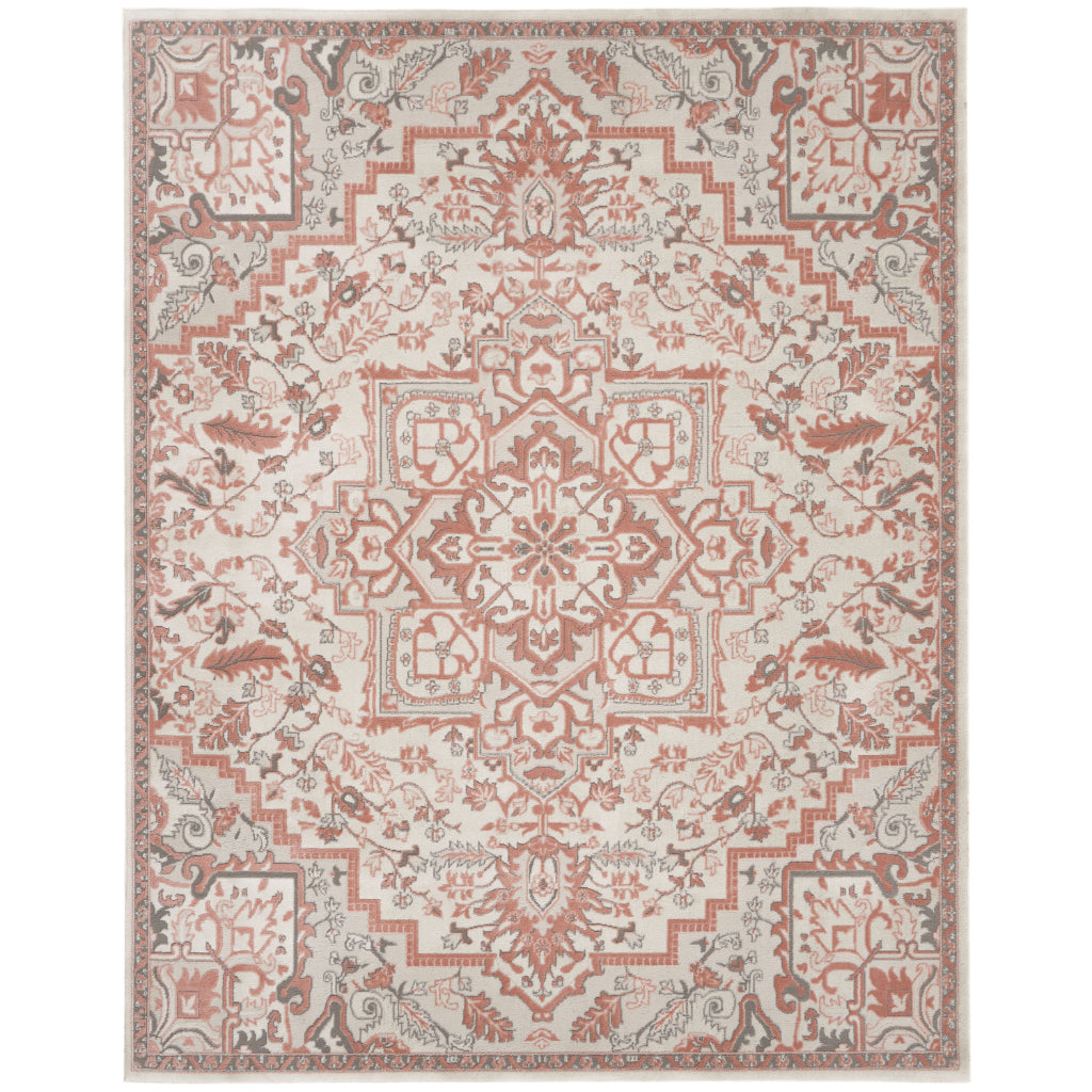 Nourison Home Elation ETN10 Two-Color Indoor Rectangle Area Rug - Low Pile Rug with Gray & Red Hues Floral Design-