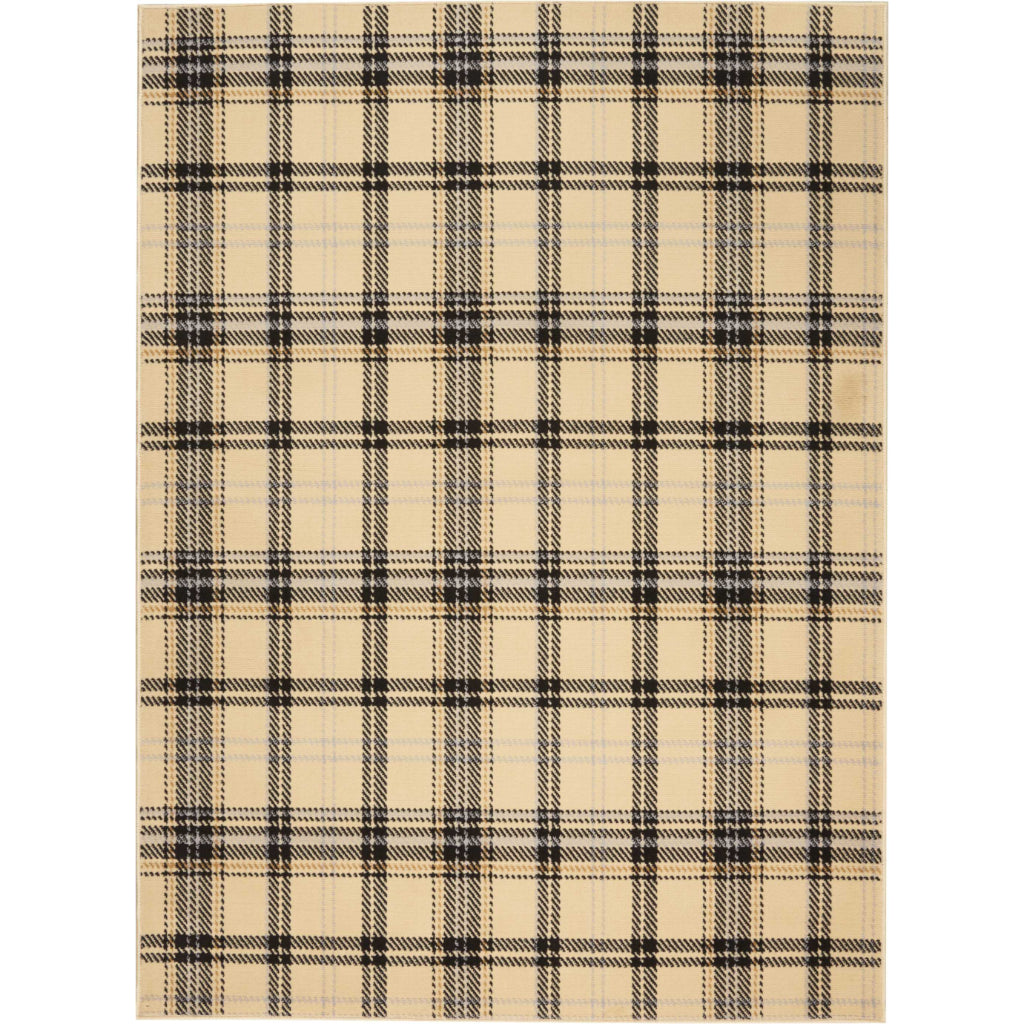 Nourison Home Grafix GRF03 Two-Color Indoor Rectangle Area Rug - Power Loomed Medium Pile Plaid Rug