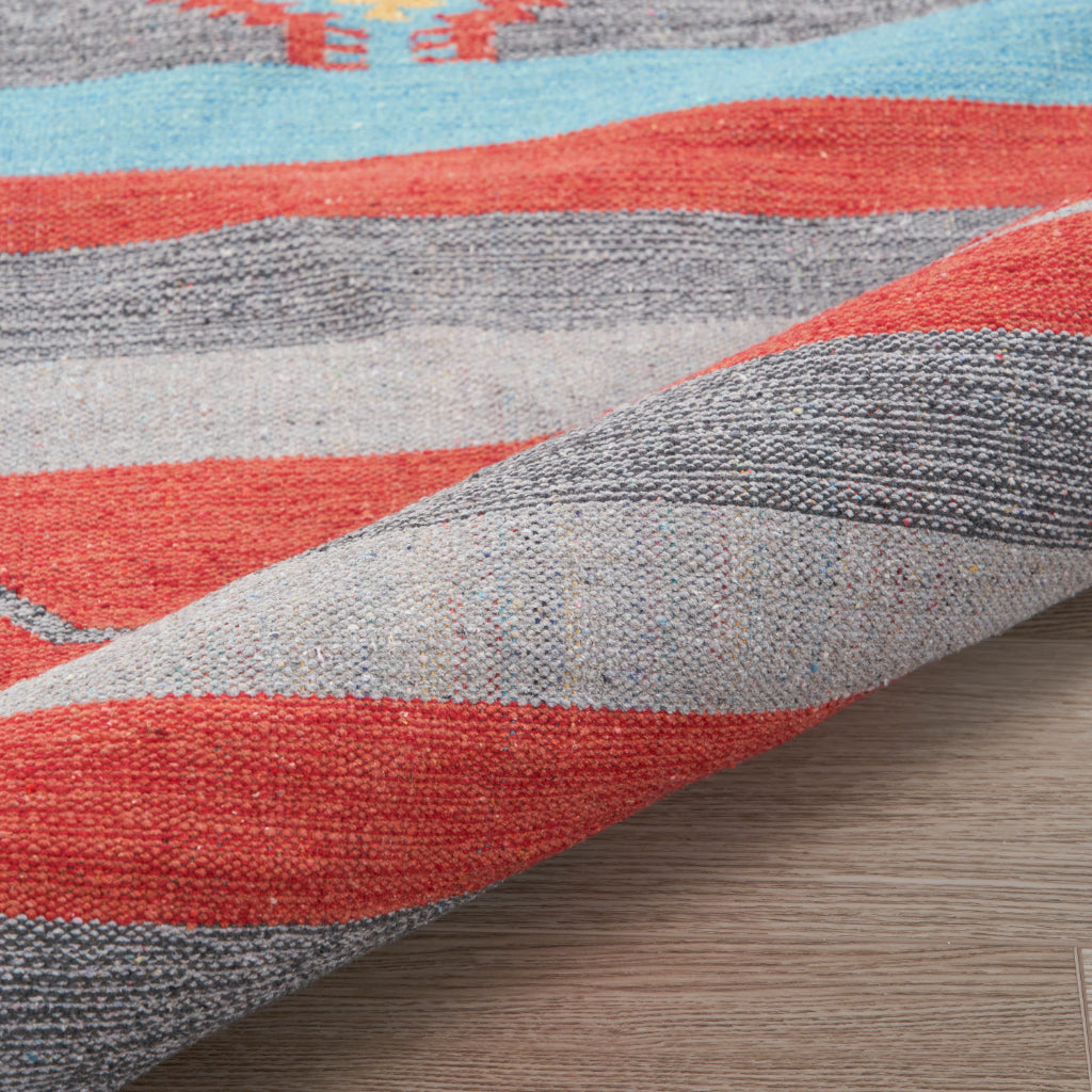Nourison Home Baja BAJ01 Handmade Multicolor Rectangle Area Rug - Reversible Indoor Rug with Gray &amp; Red Stripes