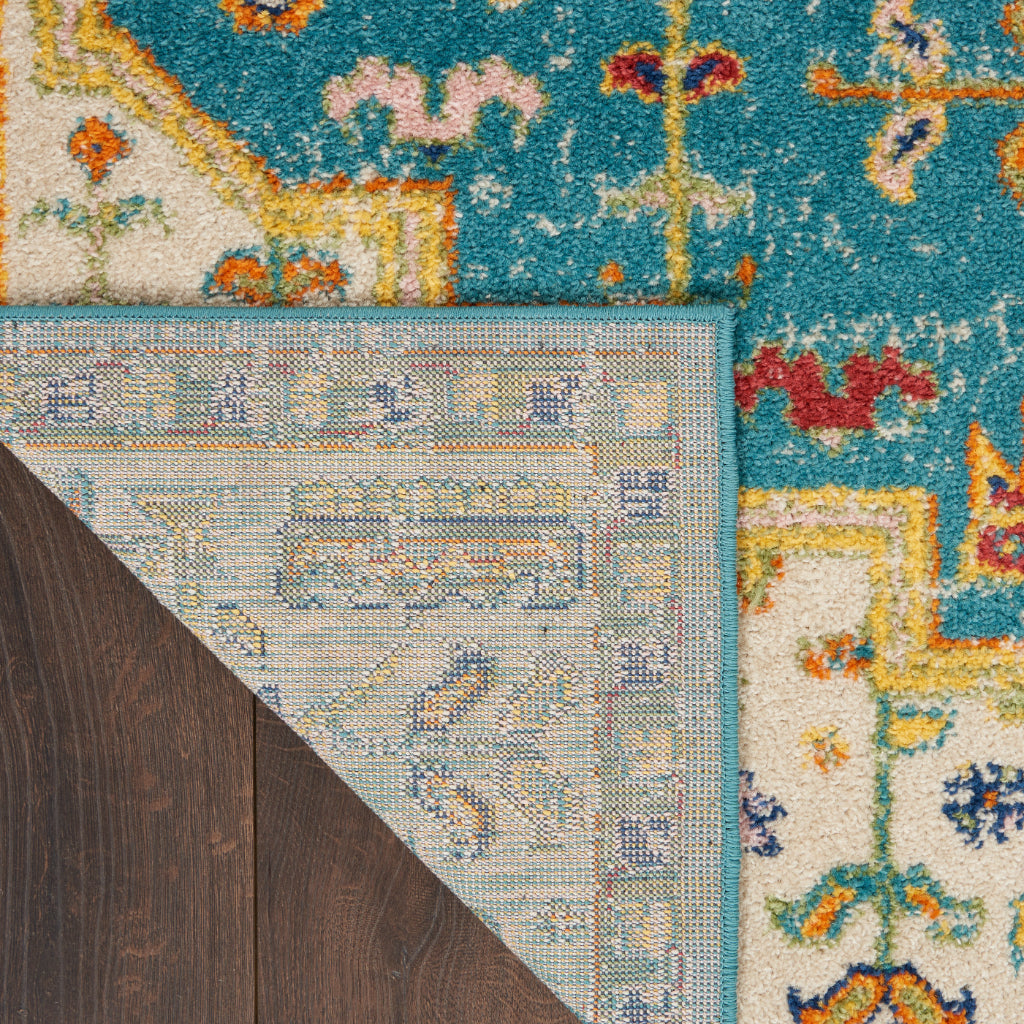 Nourison Home Allur ALR01 Machine Made Multicolor Rectangle Area Rug - Power Loomed Indoor Rug with Blue Persian Inspired Pattern-